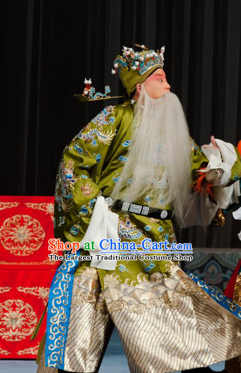 Ma Zhaoyi Chinese Ping Opera Laosheng Costumes and Headwear Pingju Opera Elderly Male Apparels Chu King Clothing