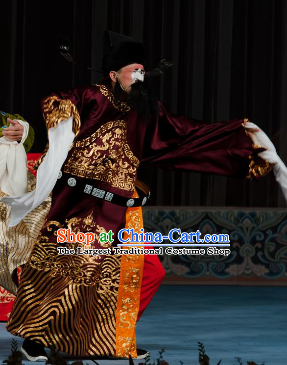 Ma Zhaoyi Chinese Ping Opera Elderly Male Costumes and Headwear Pingju Opera Laosheng Official Apparels Clothing