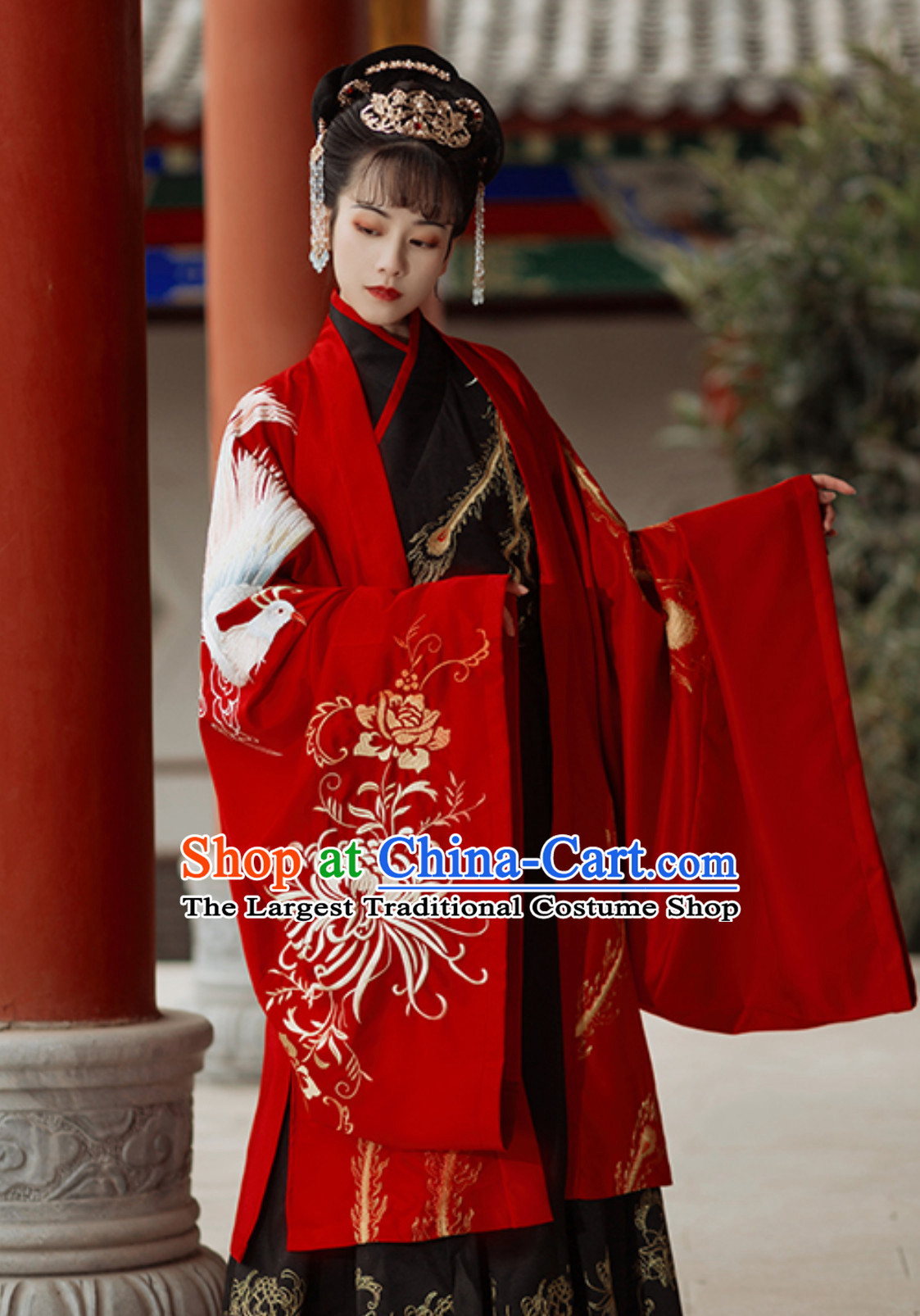 Chinese Ancient Tang Dynasty Imperial Garment and Headpiece Hair Jewleries Complete Set for Women