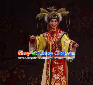 Chinese Ping Opera Actress Qing Dynasty Empress Costumes Apparels and Headdress Xiaozhuang Changge Traditional Pingju Opera Diva Dress Queen Garment