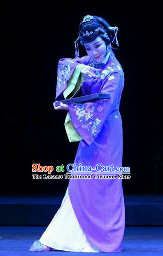 Chinese Ping Opera Qing Dynasty Hostess Costumes Apparels and Headdress Ji Yin Chuan Qi Traditional Pingju Opera Widow Leng Yuefang Dress Young Female Garment