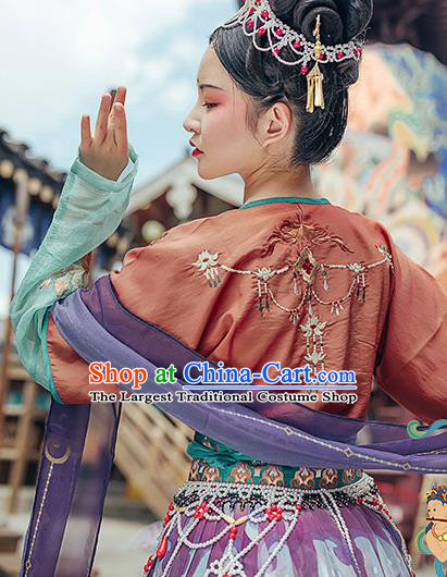 Chinese Traditional Tang Dynasty Hanfu Dress Ancient Royal Princess Embroidered Apparels Historical Costumes