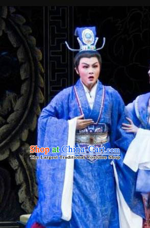 Chinese Yue Opera Young Man Niche Apparels Zhen Huan Shaoxing Opera Xiao Sheng Costumes Prince Garment and Headpieces