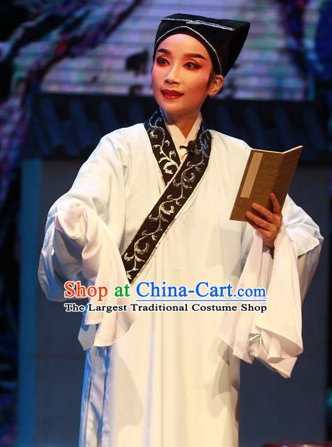 The Wrong Red Silk Chinese Yue Opera Young Male Apparels Shaoxing Opera Xiaosheng Costumes Garment Scholar Robe and Headwear