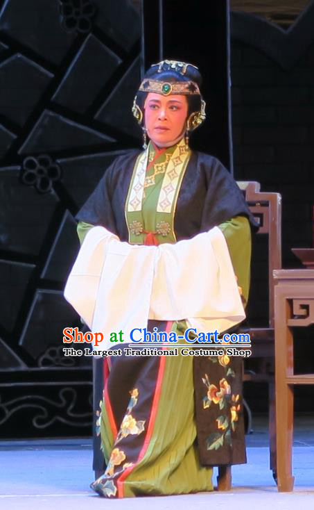 Chinese Shaoxing Opera Dame Dress Garment Dong Xiaowan And Mao Bijiang Yue Opera Lao Dan Costumes Elderly Female Apparels and Headdress