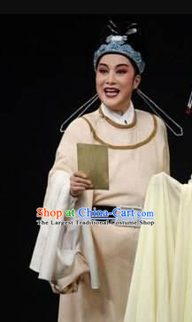 Chinese Yue Opera Niche Lu You And Tang Wan Costumes and Hat Shaoxing Opera Poet Young Male Apparels Scholar Garment