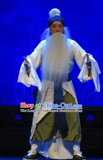 Chinese Yue Opera Old Servant Tell On Sargam Costumes and Headwear Shaoxing Opera Laosheng Garment Elderly Male Zhang Zhong Apparels Clothing
