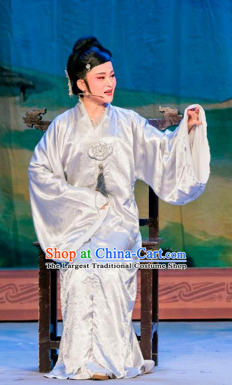 Chinese Shaoxing Opera Elderly Dame Dress Apparels and Hair Ornaments Hu Die Meng Butterfly Dream Yue Opera Female Garment Costumes
