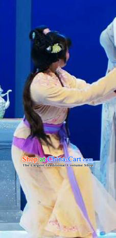 Chinese Shaoxing Opera Xiaodan Costumes and Hair Accessories Xiang Luo Ji Yue Opera Young Lady Garment Apparels