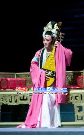 Chinese Shaoxing Opera Palace Queen Dress Costumes and Headpieces The Desolate Palace of Liao Yue Opera Hua Dan Garment Empress Xiao Guanyin Apparels