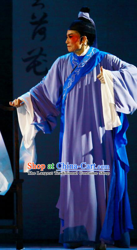 Liu Yong Chinese Yue Opera Male Role Sheng Costumes and Headwear Shaoxing Opera Scholar Poet Garment Apparels