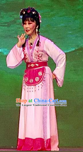 Chinese Shaoxing Opera Court Maid Apparels From Love to Patriotism Deliver the Messenger Costumes and Hair Accessories Yue Opera Xiao Dan Dress Garment