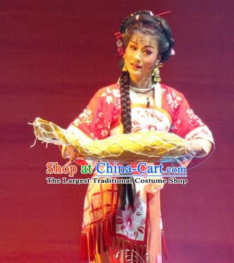 Chinese Shaoxing Opera Actress Costumes and Headpieces Yue Opera Hua Tan Hai Ming Zhu Fisher Maiden Dress Apparels Garment