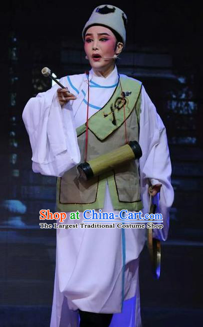 Chinese Yue Opera Night Watchman Zhuang Yuan Da Geng Xiaosheng Garment Costumes and Headwear Shaoxing Opera Young Male Bellman Apparels