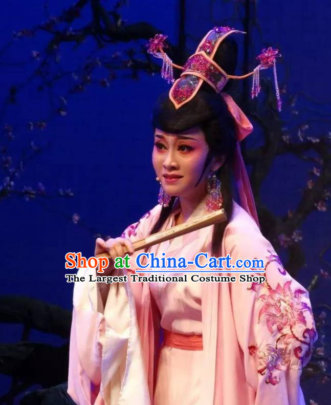 Chinese Shaoxing Opera Young Female Taoist Nun Costumes and Headdress Yue Opera Dao Guan Qin Yuan Actress Garment Dress Apparels