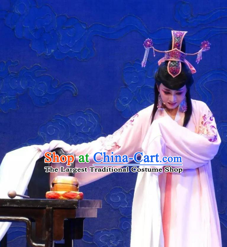 Chinese Shaoxing Opera Young Female Taoist Nun Costumes and Headdress Yue Opera Dao Guan Qin Yuan Actress Garment Dress Apparels