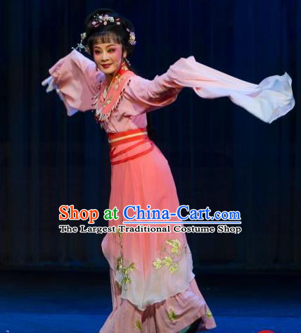 Chinese Shaoxing Opera young Lady Yuan Yumei Dress Garment and Headpieces Tao Li Mei Yue Opera Huadan Female Apparels Costumes