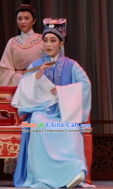 Chinese Yue Opera Scholar Robe and Headwear Emperor and the Village Girl Shaoxing Opera Young Male Garment Xiaosheng Costumes Apparels