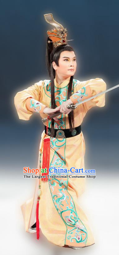 Chinese Yue Opera Crown Prince Zhen Ru Butterfly Love Monk Apparels and Headwear Shaoxing Opera Xiaosheng Young Male Garment Costumes