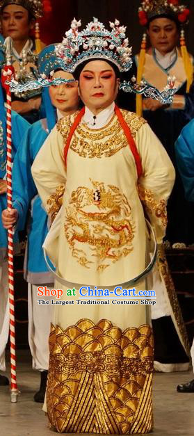 Chinese Yue Opera Chancellor Golden Palace Refuse Marriage Guo Kuang Apparels and Headwear Shaoxing Opera Garment Costumes Official Embroidered Robe