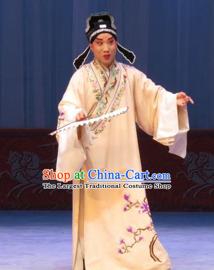 San Kan Yu Mei Chinese Ping Opera Xiaosheng Costumes and Headwear Pingju Opera Young Male Apparels Scholar Clothing