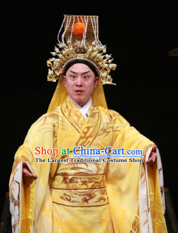 Chun Qiu Er Xu Chinese Peking Opera Xiaosheng Garment Costumes and Headwear Beijing Opera Young Male Apparels Emperor Clothing