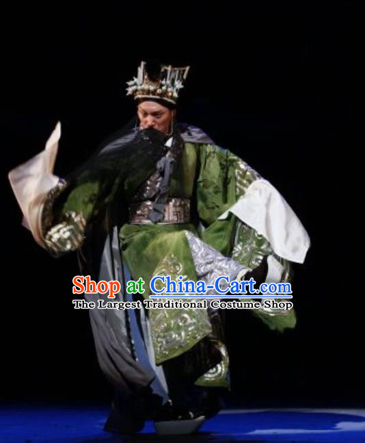 Chun Qiu Er Xu Chinese Peking Opera Elderly Male Shen Baoxu Garment Costumes and Headwear Beijing Opera Apparels Official Clothing