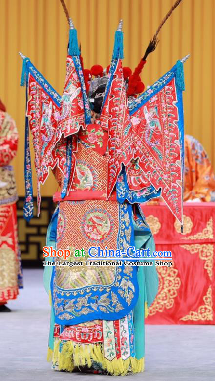 Chinese Beijing Opera Female General Apparels Costumes and Headdress Xiang Jiang Hui Traditional Peking Opera Tao Ma Tan Dress Actress Zhong Wuyan Garment
