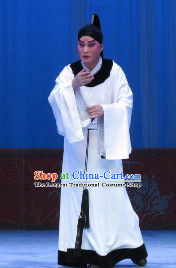 Zhou Ren Xian Sao Chinese Ping Opera Xiaosheng Costumes and Headwear Pingju Opera Young Male Zhou Ren White Apparels Clothing