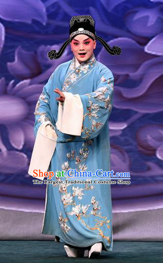 Love of Jade Hairpin Chinese Peking Opera Young Male Garment Xiaosheng Costumes and Headwear Beijing Opera Scholar Zhao Qixian Apparels Clothing