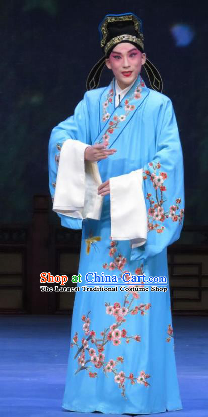 Tao Li Mei Chinese Ping Opera Niche Yan Wenmin Costumes and Headwear Pingju Opera Xiaosheng Scholar Robe Apparels Clothing