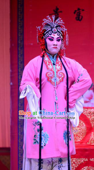 Chinese Ping Opera Actress Apparels Costumes and Headpieces Selling Miaolang Traditional Pingju Opera Rich Female Rosy Dress Garment