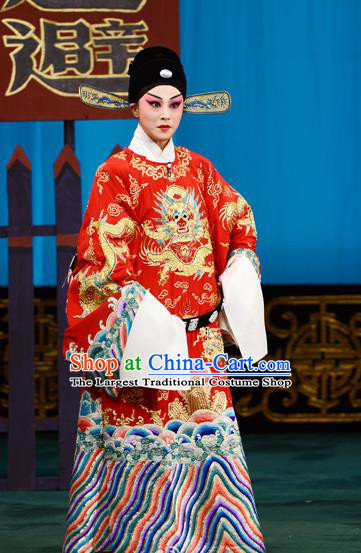 Xie Yaohuan Chinese Peking Opera Official Garment Costumes and Headwear Beijing Opera Young Male Apparels Python Embroidered Robe Clothing