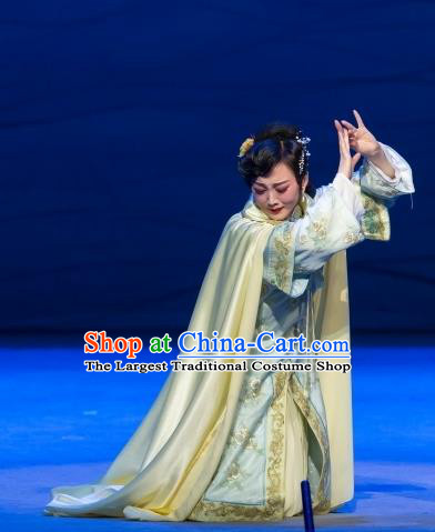 Chinese Beijing Opera Young Lady Apparels Costumes and Headdress Jin Lv Qu Traditional Peking Opera Hua Tan Actress Yun Ji Dress Garment