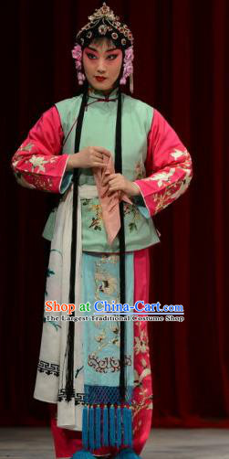 Chinese Ping Opera Xiaodan Apparels Costumes and Headpieces The Oil Vendor and His Pretty Bride Traditional Pingju Opera Maidservant Dress Garment