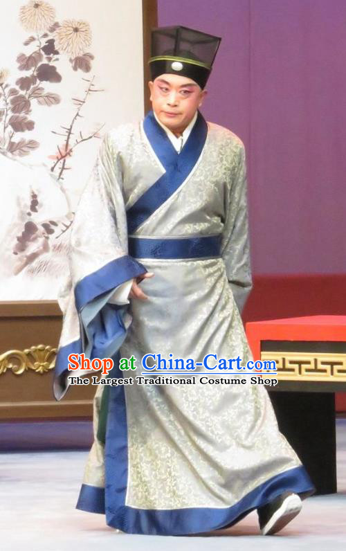 Southeast Fly the Peacocks Chinese Ping Opera Xiaosheng Garment Costumes and Headwear Pingju Opera Young Male Jiao Zhongqing Official Apparels Clothing