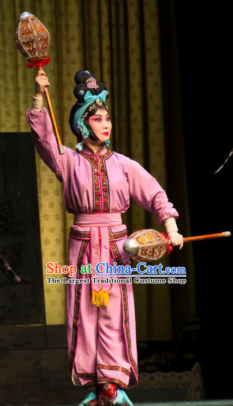 Chinese Beijing Opera Swordswoman Apparels Costumes and Headdress San Da Tao Sanchun Traditional Peking Opera Martial Female Dress Garment