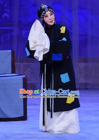 Chinese Beijing Opera Poor Woman Apparels Costumes and Headdress Han Yuniang Traditional Peking Opera Female Pauper Dress Distress Maiden Garment