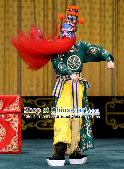 Chained Traps Chinese Peking Opera Takefu Dou Erduan Garment Costumes and Headwear Beijing Opera Wusheng Apparels Martial Male Clothing
