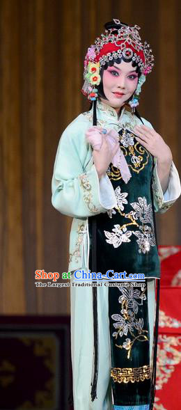 Chinese Beijing Opera Young Female Apparels Romance of the Iron Bow Costumes and Headpieces Traditional Peking Opera Actress Dress Diva Chen Xiuying Garment