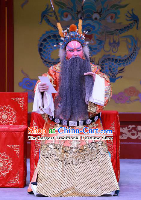 Jiu Jiang Kou Chinese Peking Opera Elderly Male Garment Costumes and Headwear Beijing Opera Laosheng Apparels Lord Chen Youliang Clothing