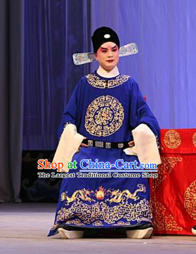 Ba Zhen Tang Chinese Peking Opera Young Male Garment Costumes and Headwear Beijing Opera Official Zhou Ziqing Apparels Niche Clothing