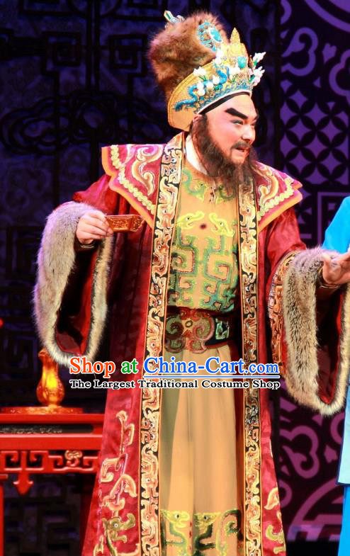 Yue Zhao Sai Bei Chinese Peking Opera Lord Garment Costumes and Headwear Beijing Opera Elderly Male Apparels Royal Highness Clothing