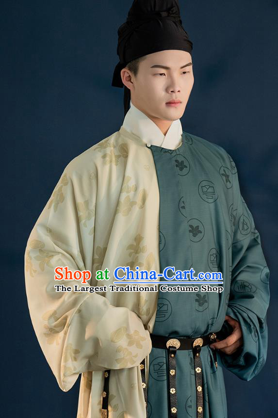 Chinese Ancient Swordsman Hanfu Clothing Traditional Garment Tang Dynasty Young Male Apparels Historical Costumes Round Collar Robe