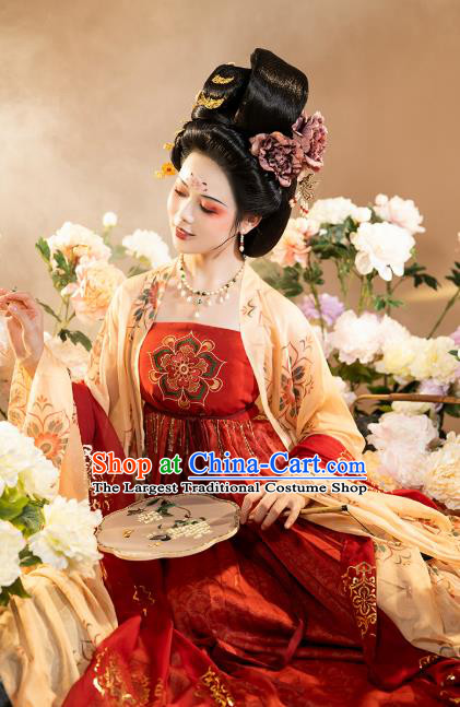 Chinese Traditional Tang Dynasty Court Lady Apparels Historical Costumes Ancient Imperial Concubine Hanfu Dress Royal Princess Garment for Women
