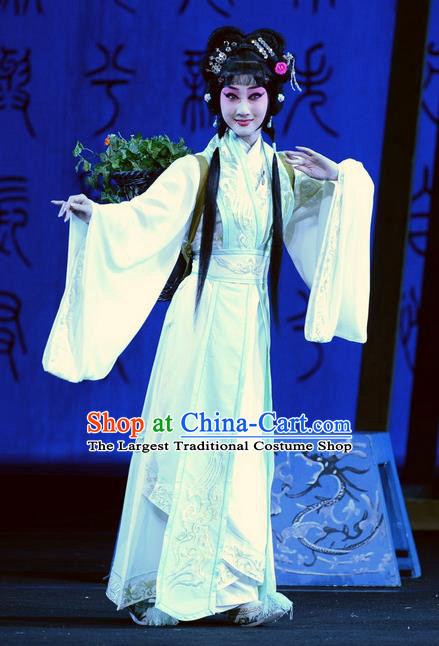 Chinese Beijing Opera Young Beauty Apparels Qu Yuan Costumes and Headpieces Traditional Peking Opera Hua Tan Dress Village Girl Garment