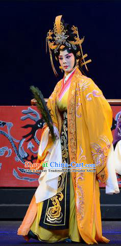 Chinese Beijing Opera Queen Nan Apparels Qu Yuan Costumes and Headpieces Traditional Peking Opera Actress Dress Empress Garment