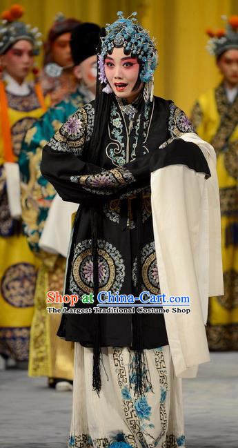 Chinese Beijing Opera Young Female Apparels He Hou Ma Dian Costumes and Headpieces Traditional Peking Opera Empress Dress Actress Queen Garment