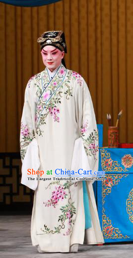 Shi Wen Hui Chinese Peking Opera Scholar Gu Ziyu Garment Costumes and Headwear Beijing Opera Young Male Apparels Gifted Youth Clothing