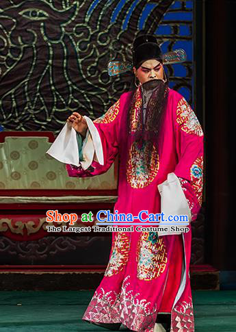 Qin Xianglian Chinese Ping Opera Scholar Chen Shimei Garment Costumes and Headwear Pingju Opera Official Red Apparels Clothing